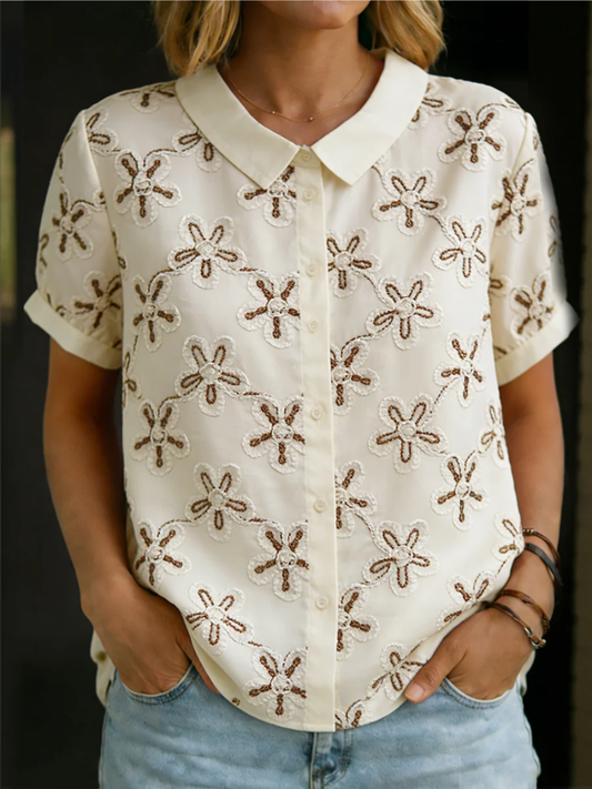 Lucia – Camicetta con colletto e fiori