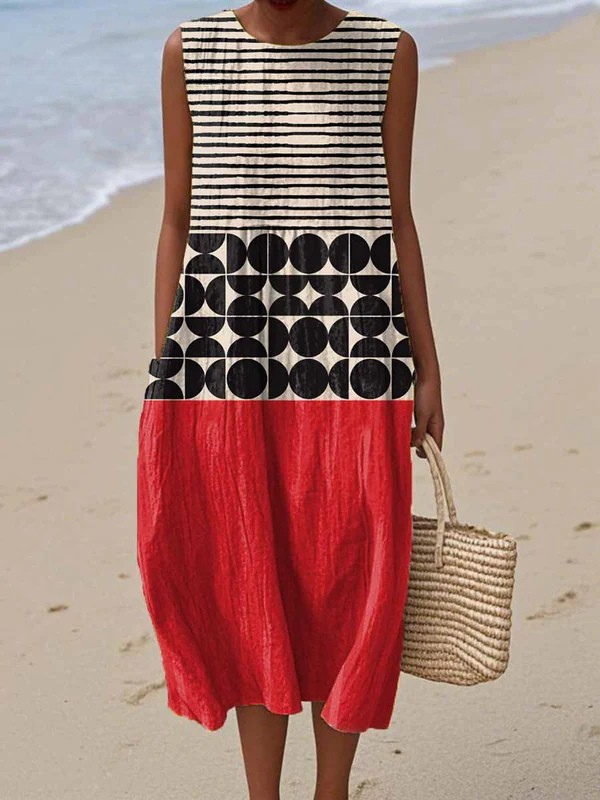 Chiara – Abito Midi a Blocchi di Colore